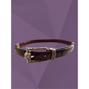 VTG Iridescent Purple Leather Reverse Metal Buckle Belt Size M